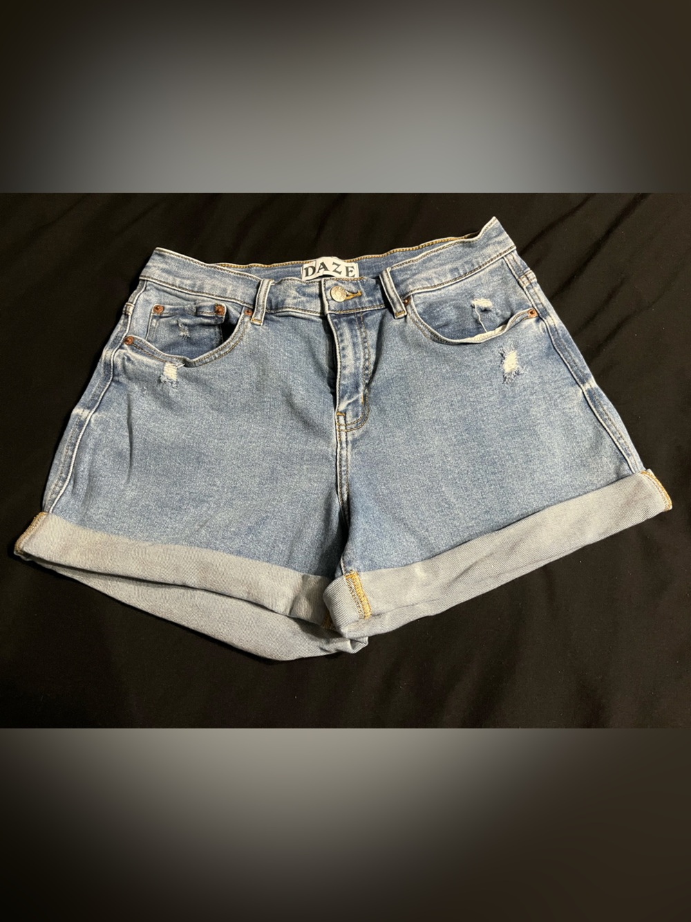 DAZE Light Blue Rolled Cuff Denim Shorts